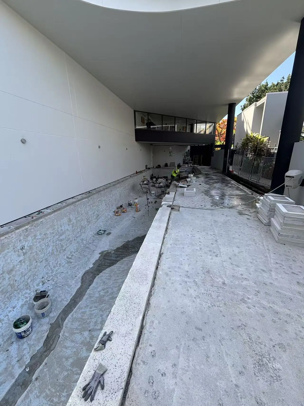 Kangaroo Point pool during strip and reline