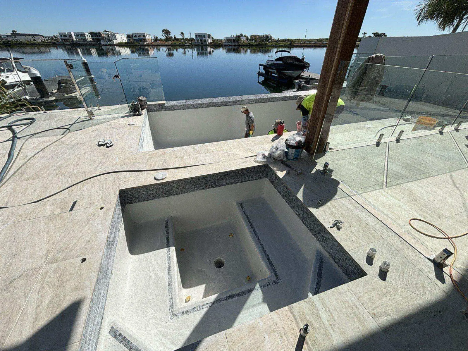 Newport pool structural shell during construction